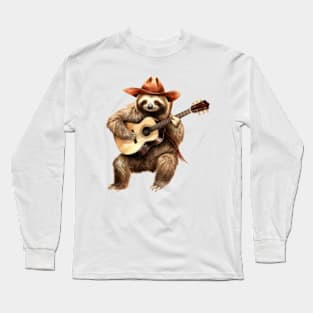 Cowboy Sloth Guitarist Long Sleeve T-Shirt